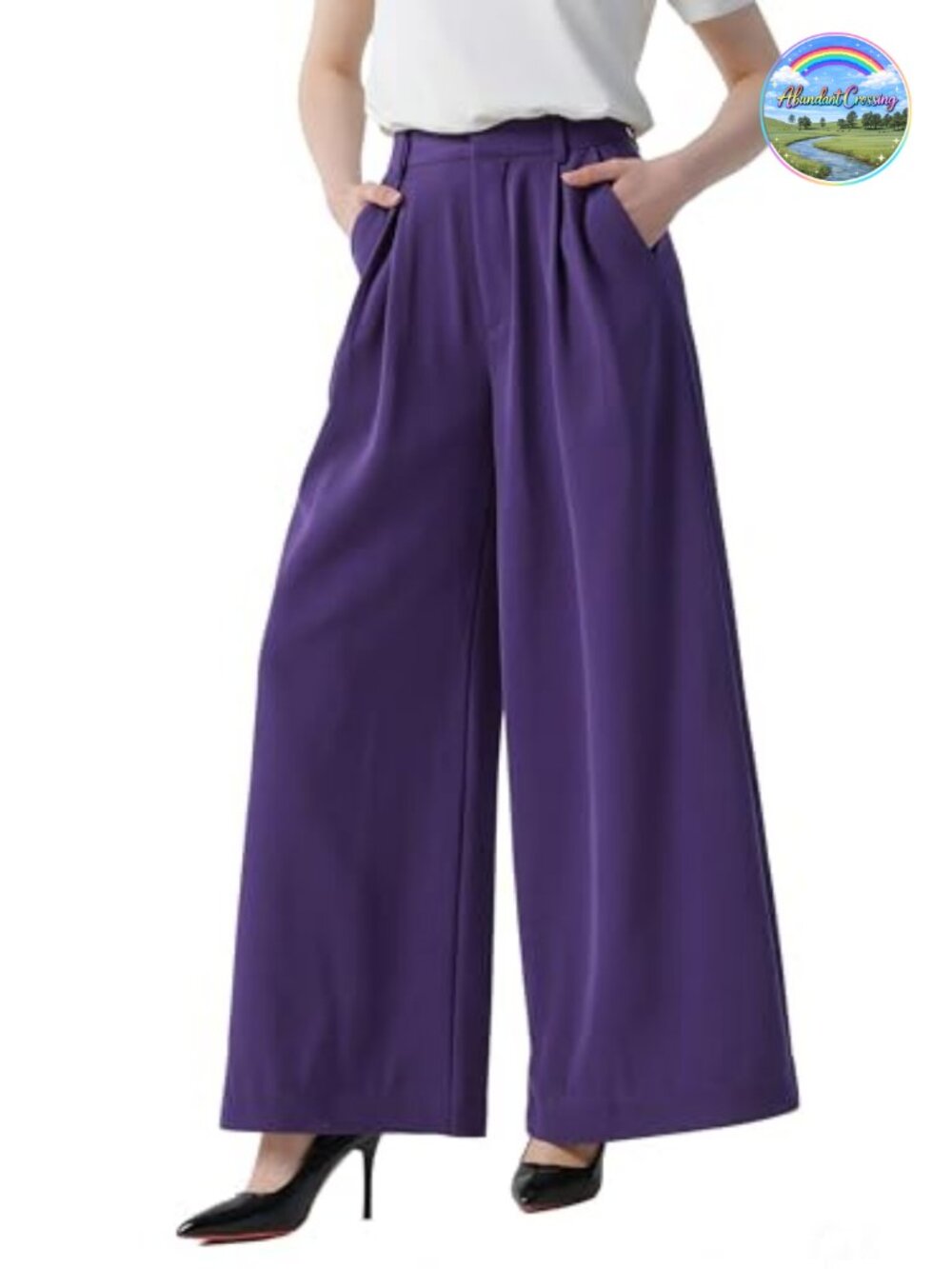 Wide Leg Palazzo Business Pants High Waist Pleated Loose Fit Office Trousers